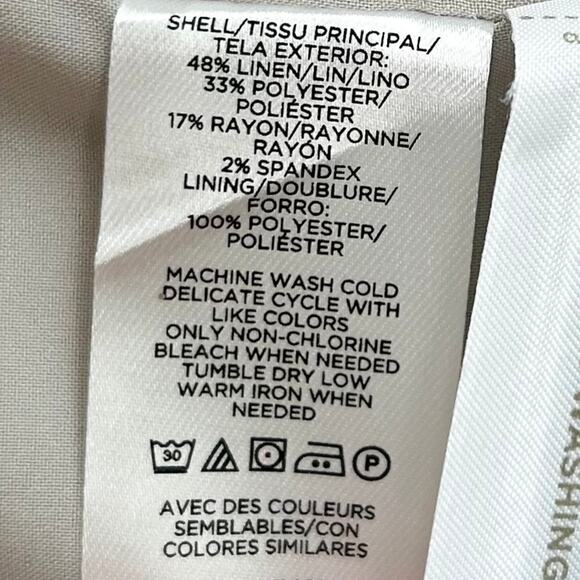 Ann Taylor Linen Blend Sleeveless Belted Midi V-Neck Shirtdress - Picture 8 of 8